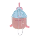 Kinderrugzak met trekkoord in roze en blauw kleurvlakken met ritsvak aan de voorkant - Roze
