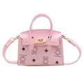 Mini borsa a tracolla rosa con stampa orsetto in pelle PU a grana e fibbia dorata - Rosa