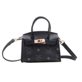 Mini borsa a tracolla per bambini con stampa orso, chiusura dorata e manico chic - Nero