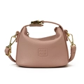 Mini sac à main rose pour enfants en cuir grainé avec poignée et sangle en métal doré - Rose