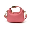 Mini sac à main rose en cuir grainé avec fermoir doré et bandoulière élégante - Rose Rouge
