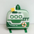 Zaino 3D Captain in guscio rigido EVA per bambini in verde e bianco per l'asilo nido - Verde