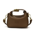 Brown mini leather shoulder bag for kids with gold hardware and Arir Arir logo - Elephant Gray