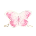 Sweet girl's butterfly shaped crossbody bag with pink print and gold chain strap - Off-white