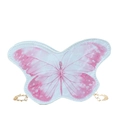 Light blue butterfly shaped crossbody bag for girls with pink watercolor patterns - Blue