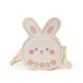 Süße Hasenform Mädchen Umhängetasche in Cremeweiß mit floralem Hals-Detail - Weißer Hase
