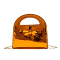 Borsa arancione lucida in vernice per bambine con fiocco e catena d'oro - Arancione