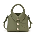 Minimalist grass green shirt-shaped mini crossbody bag with collar and button details - Green