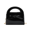 Sac à main fille en cuir verni noir brillant avec nœud et bandoulière chaîne - Noir