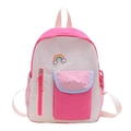 Mochila ligera para niños con parche de arcoíris y diseño rosa para escuela y viajes - rosa intenso
