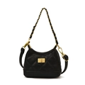 Mini black quilted shoulder bag with gold chain and matte finish for children - Square Lock Black