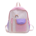 Mochila infantil arcoíris en nylon ligero con diseño patchwork macaron - Rosa