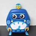 Detalle de mochila rígida de robot azul para niños con llave de cuerda amarilla - Azul