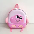 Detailed close-up of a pink dinosaur toddler backpack with a 3D eggshell design - Pink Backpack