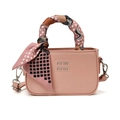Mini sac à main rose pour filles avec poignée en foulard de soie et bandoulière amovible - Rose avec foulard en soie