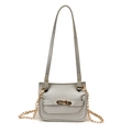 Silver mini crossbody bag for kids featuring grainy texture and golden chain strap - Silver