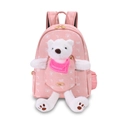 Sac à dos rose pour fille avec ours en peluche 3D et imprimé motif pour l'hiver - Grand / Rose