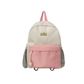 Kids color-block canvas backpack with multi-pockets for school and casual travel - Small / Pink