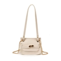 Mini sac bandoulière blanc cassé en cuir grainé pour filles avec chaîne dorée élégante - Blanc