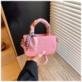 Mini borsa a mano rosa da bambina con manico decorativo in foulard di seta a pois - Rosa Rosso Mini Borsa