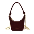 Elegante bordeauxrote Mini-Kindertasche aus Wildlederimitat mit goldener Kette - Rot