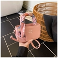 Mini borsa rosa in PU con sciarpa di seta a pois e tracolla regolabile - Rosa (Solo Borsa)