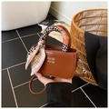 Mini borsa a mano marrone per bambine con foulard in seta e tracolla regolabile - Marrone (Solo Borsa)