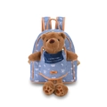 Sac à dos en denim bleu avec motifs d'ours blancs et mascotte d'ours en peluche 3D - Petit / Bleu