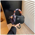 Mini borsa nera da bambina con manico a foulard e tracolla regolabile in pelle - Nero (Solo Borsa)