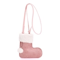 Borsa a tracolla rosa a forma di calza natalizia con bordo in pelliccia sintetica - Rosa
