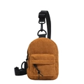 Bolso bandolera de pana color caramelo para niños con correa ajustable y bolsillo frontal - Marrón