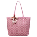Bolso tote rosa con patrón jacquard Doble Felicidad rojo y pañuelo floral decorativo - Rosa