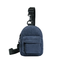 Bolso bandolera infantil de pana azul marino con correa de nailon negra ajustable - Azul