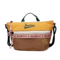 Bolso deportivo exterior con bloques de color amarillo blanco marrón y bordado fashion - Amarillo