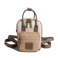 Mini color-block canvas kids backpack in cream and light brown with adjustable strap - Khaki