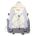 Lightweight color-block backpack in beige, purple, and grey with bungee cord detail - Large / Purple