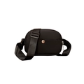 Minimalist black kids chest bag with adjustable strap and silver metal snap button - Black