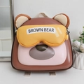 Vista frontale zaino per bambini orso bruno a guscio duro con dettaglio maschera - Marrone