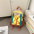 Multicolor trekking backpack in khaki and green with orange criss-cross elastic cords - Small / Brown