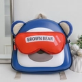 Détail du sac à dos pour enfant avec oreilles en peluche et coque bleue rigide - Bleu foncé