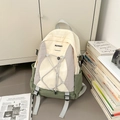 Mochila de senderismo para mujer en crema, gris y verde oliva con cordones cruzados y hebillas - Pequeño / Verde