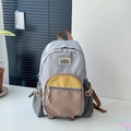 Kids color-block backpack in grey and mustard yellow with WTONGCH embroidery - Small / Gray