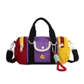 Bolso cilíndrico de colores para niños con diseño de pato y correas ajustables suaves - Negro