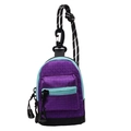 Mini monedero mochila en morado y azul claro, textura de cuadros con cordón negro - Morado