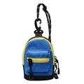 Mini monedero azul a cuadros con borde amarillo y mosquetón para niños - Azul
