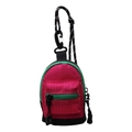 Mini pochette tour de cou rose pour enfants avec zip vert pour clés et écouteurs - Rose Rouge