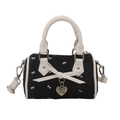Mini sac à bandoulière noir et blanc avec nœud et cœur pour petites filles et bébés - Noir