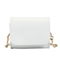 Mini white crossbody bag for kids with laser glossy finish and golden metal chain strap - Off-white
