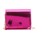 Metallic magenta laser-finish mini chain crossbody bag with glossy mirror surface - Rose Red