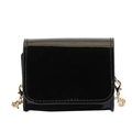 Kids black patent leather crossbody bag with shiny finish and golden chain strap - Black